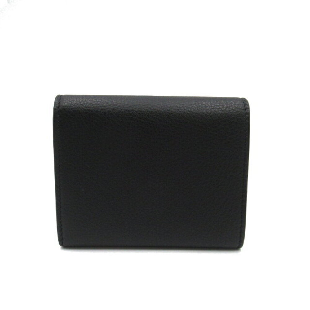 Balenciaga Black fold Tri Compact Wallet Wallet Leather Calfskin PAPIER